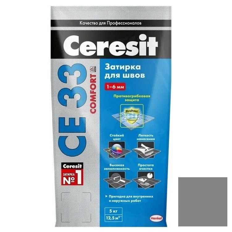 Купить Затирка цементная для узких швов Ceresit СЕ33 Comfort Антрацит 5 кг