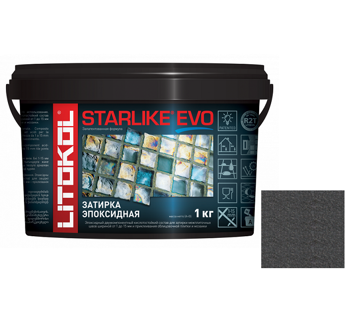 Купить Затирка эпоксидная для швов Litokol Starlike Evo S.140 Nero Grafite черный графит 1 кг