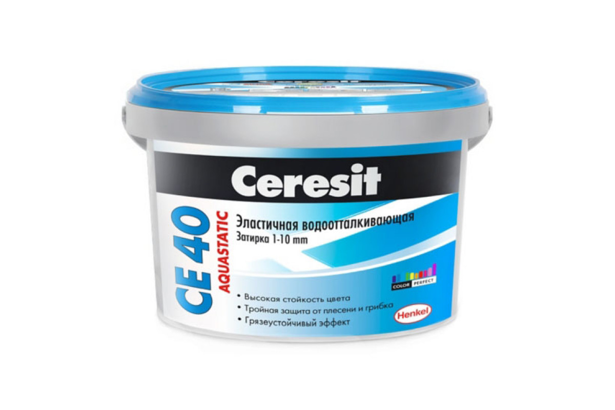 Купить Затирка для швов Henkel Ceresit CE 40 эластичная, с антигрибковым эффектом, серый 2 кг