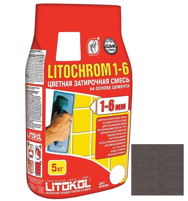 Купить Затирка цементная для швов Litokol Litochrom 1-6 C.40 антрацит 5 кг