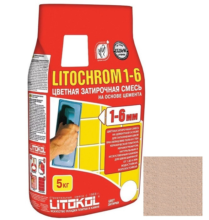 Купить Затирка цементная для швов Litokol Litochrom 1-6 C.60 бежевая 5 кг