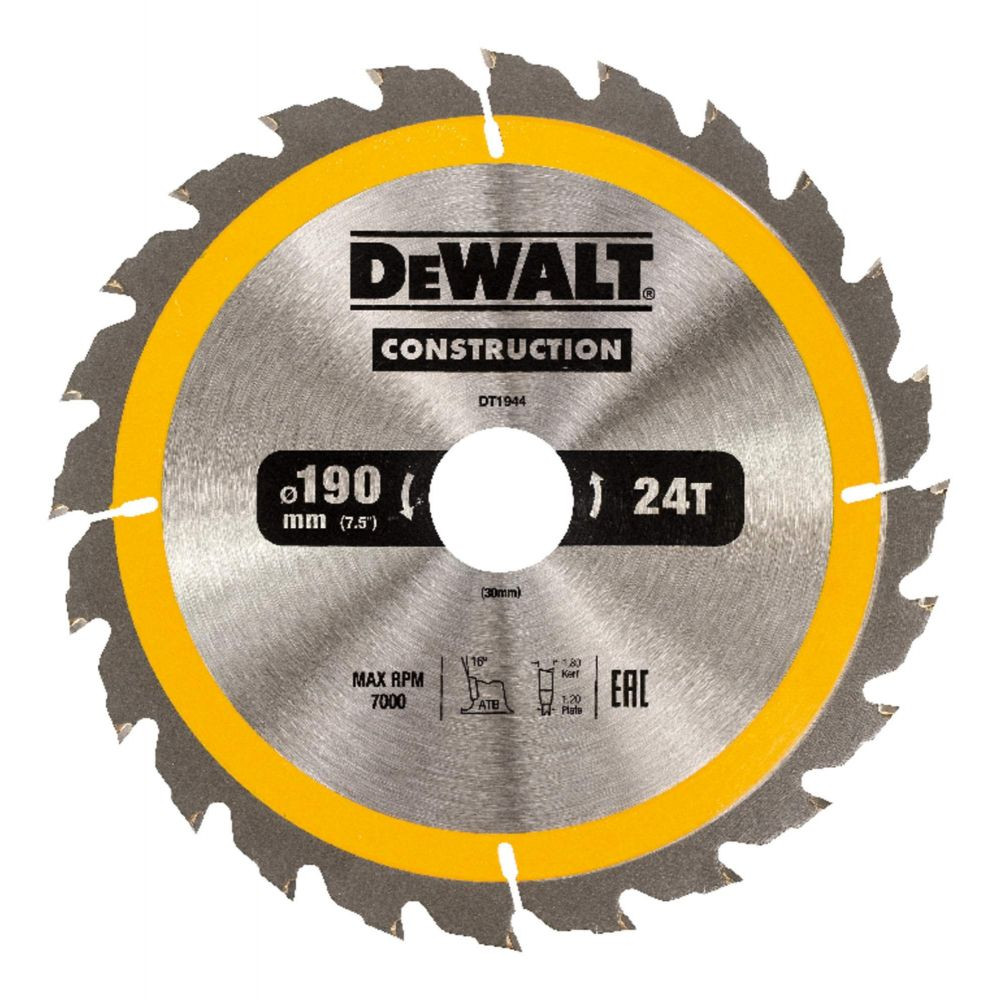 Купить Диск пильный DeWalt Construct DT1944 190х30 мм 24 зуба
