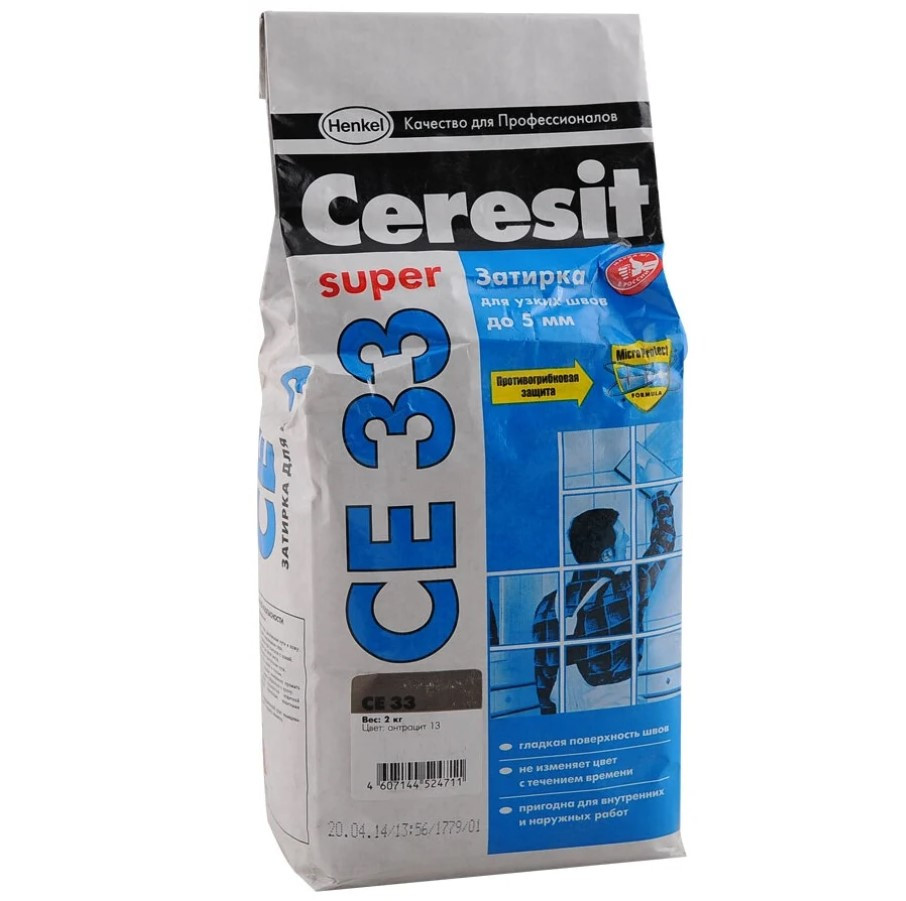 Купить Затирка Ceresit CE33 Super №13 Антрацит 2 кг