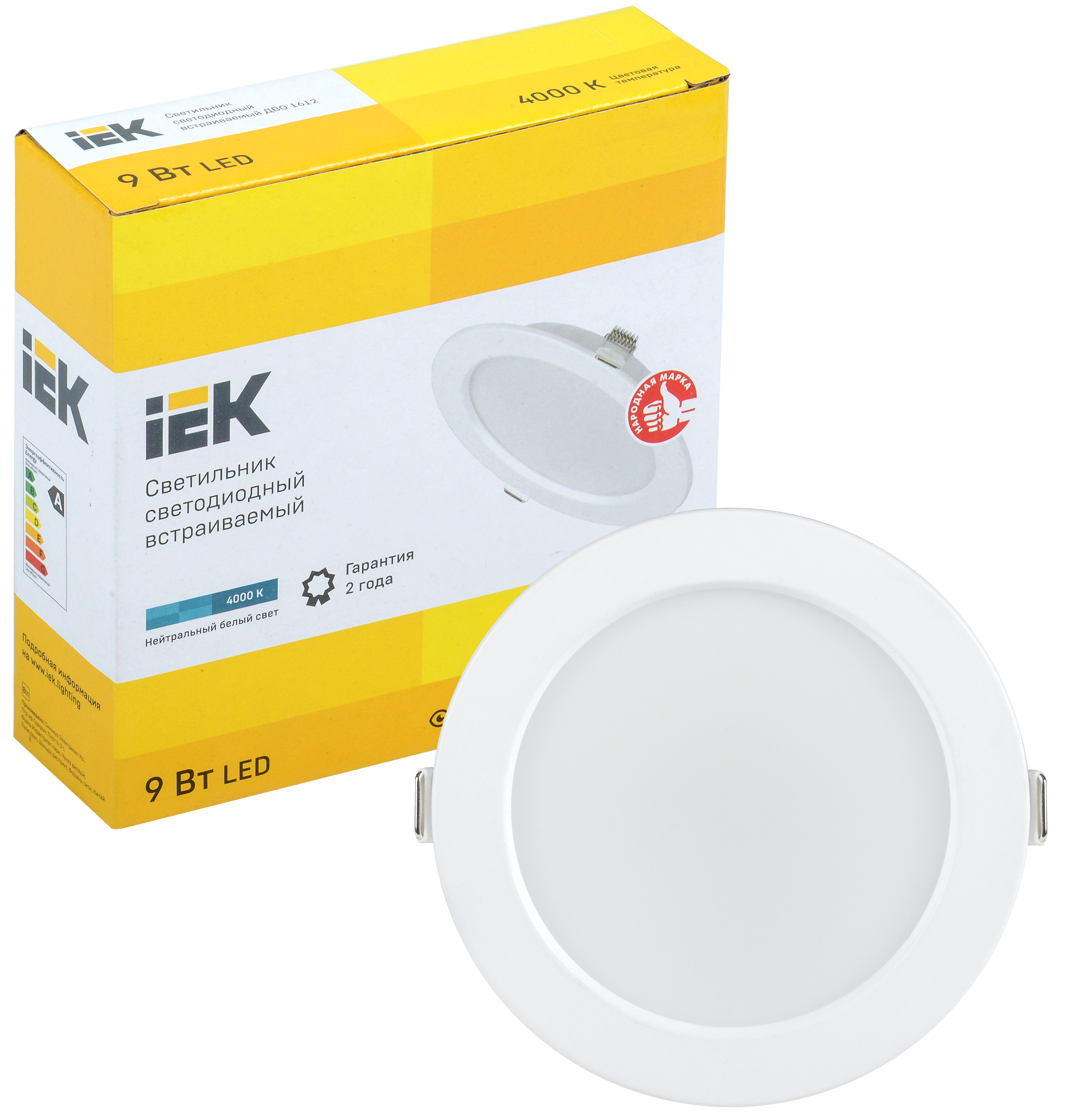 Купить Светильник IEK светодиодный ДВО 1612 белый круг 9Вт 4000К IP20