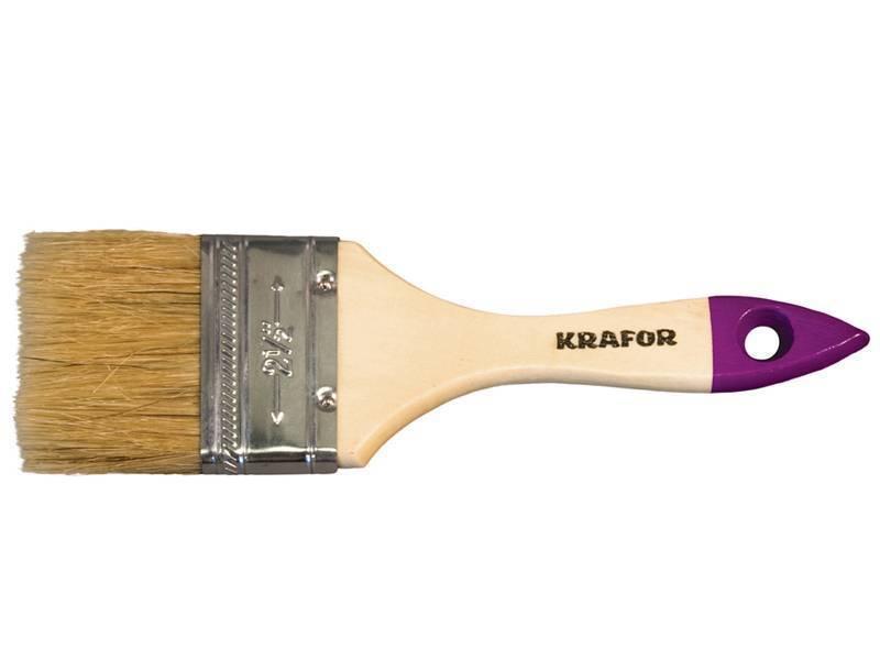 Купить Krafor кисть плоская №4 /100 мм натур.щетина, дерев.ручка 002-0040 49197