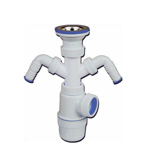

Сифон для мойки VIRPLAST WIRQUIN 30986144 1 1/2"х40 мм с нержавеющей чашкой D70 мм и двойным отводом