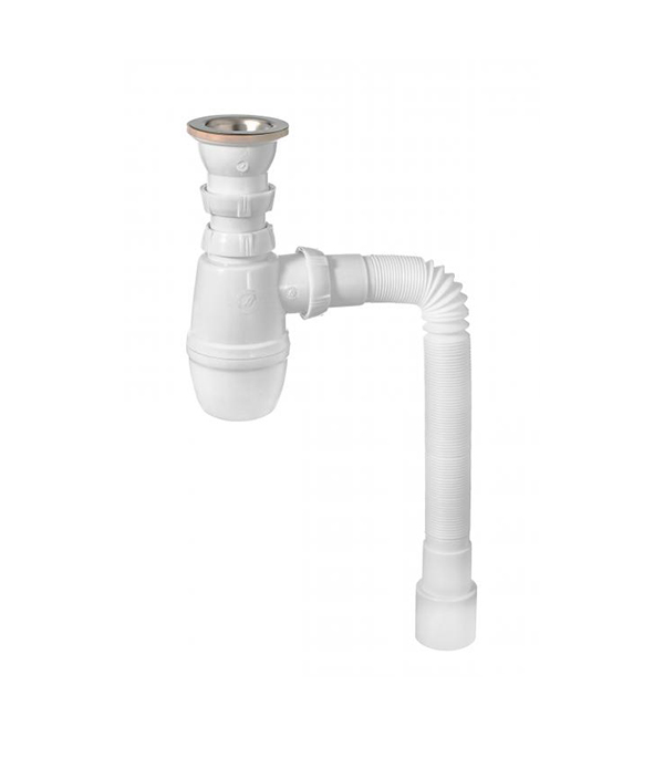 

Сифон для мойки WIRQUIN PRO 30718026 с выпуском 1 1/2"х40 мм с выпускоми и гибким соединением