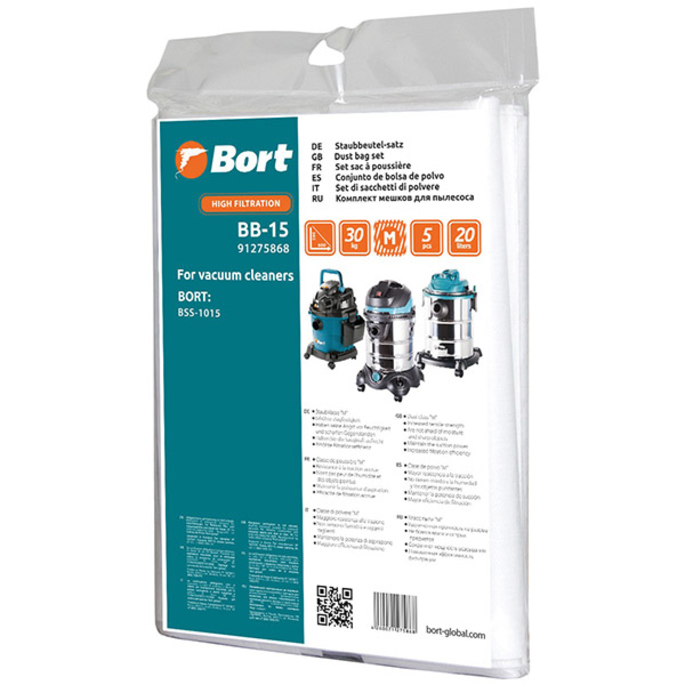 Мешок для пылесоса Bort 91275868 20 л к модели BSS-1015 синтетическая ткань 5 шт