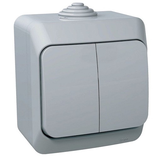 

Выключатель накладной Schneider Electric Этюд BA10-042C IP44 двухклавишный серый