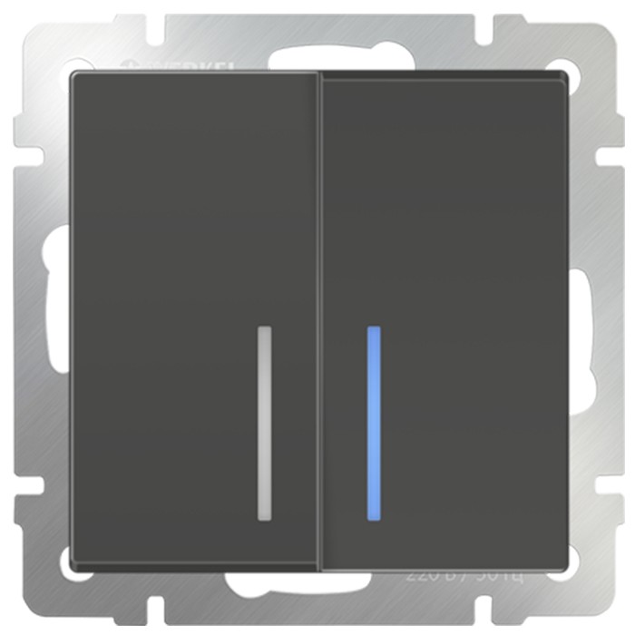 

Выключатель встраиваемый Werkel WL07-SW-2G-2W-LED двухклавишный проходной с индикатором серо-коричневый