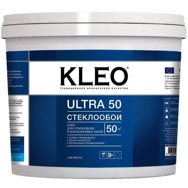 

Клей обойный Kleo Ultra для стеклообоев 10 кг