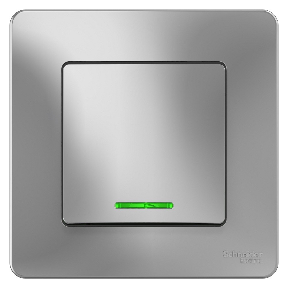 

Выключатель накладной Schneider Electric Blanca BLNVS010113 одноклавишный с индикатором алюминий