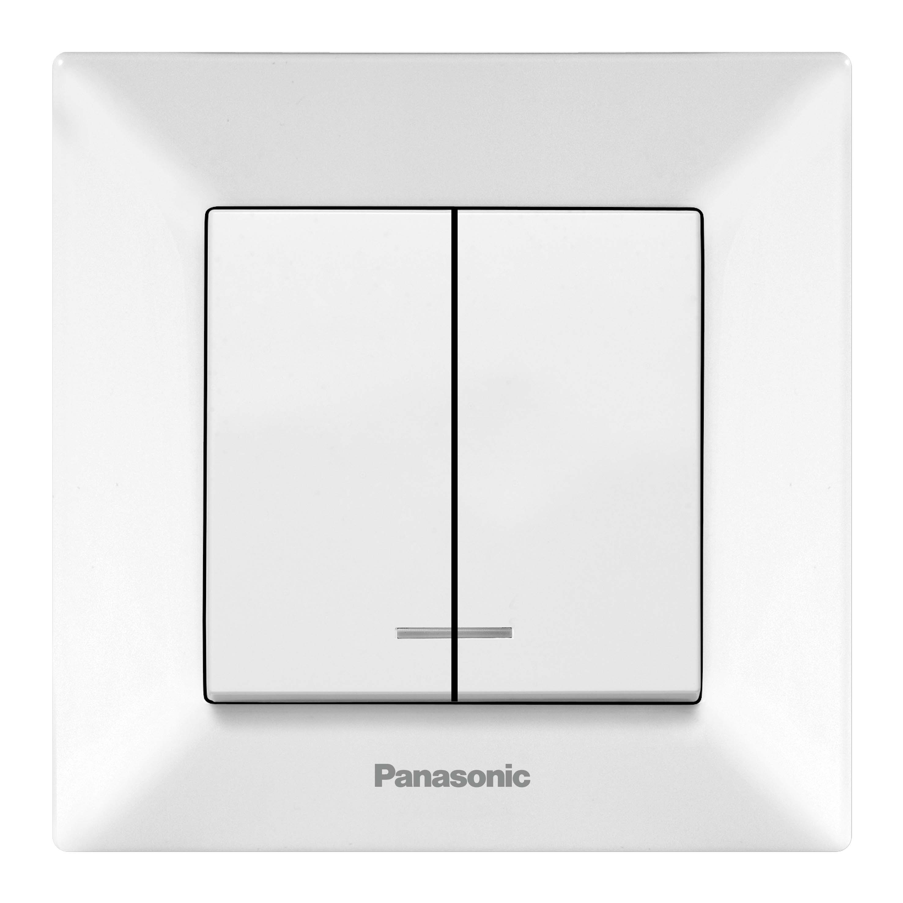 Купить Выключатель накладной Panasonic Arkedia WMTC00102WH-RES двухклавишный с подсветкой белый