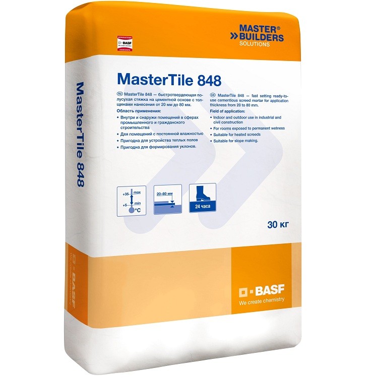 

Стяжка пола BASF MasterTile 848 быстротвердеющая 30 кг