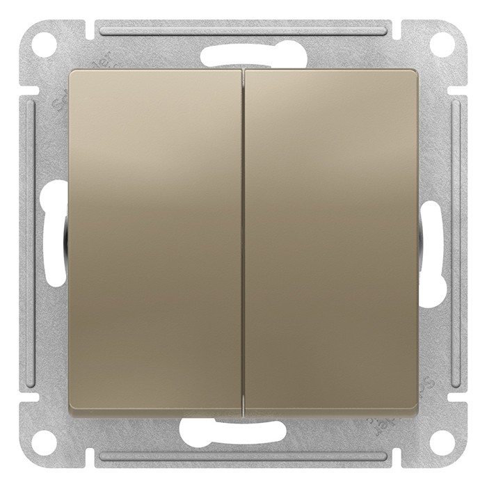 

Переключатель встраиваемый Schneider Electric AtlasDesign ATN000551 двухклавишный шампань