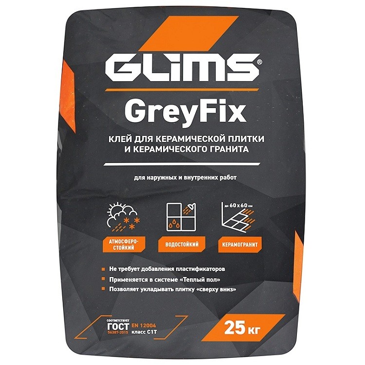 Купить Клей плиточный Glims GreyFix 25 кг универсальный водостойкий