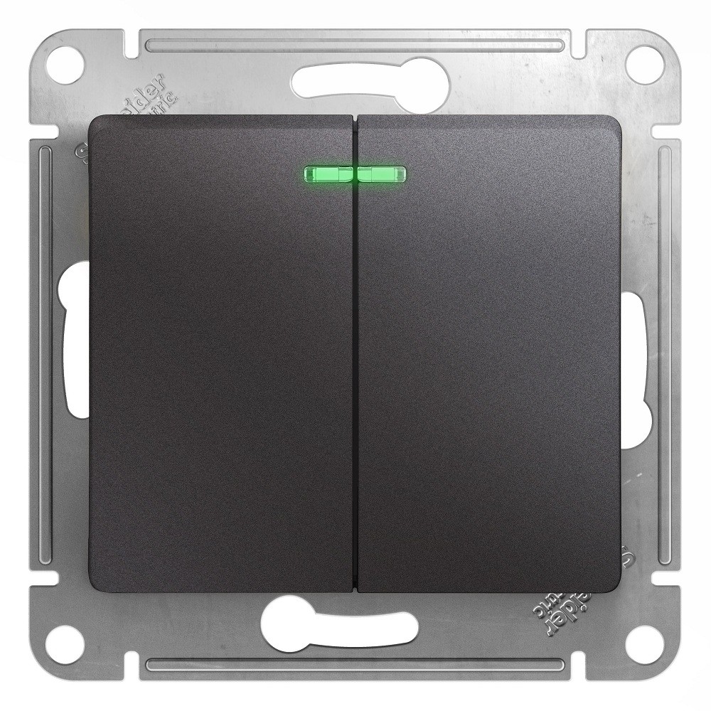 

Выключатель встраиваемый Schneider Electric Glossa GSL001353 двухклавишный с индикатором графит