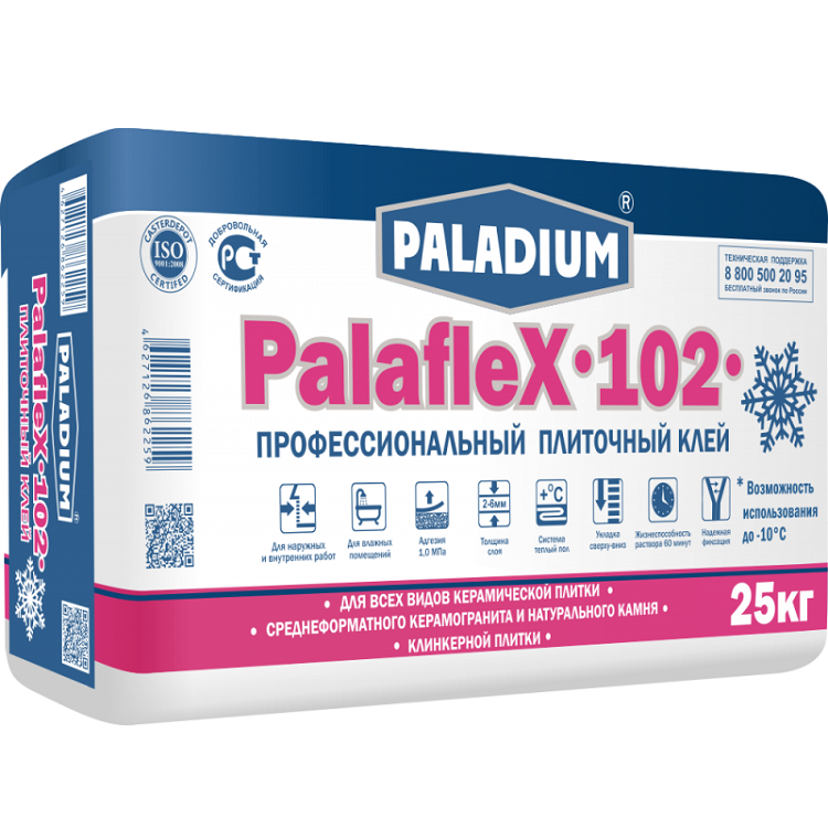 Купить Клей для плитки Paladium PalafleX-102 зима профессиональный 25 кг