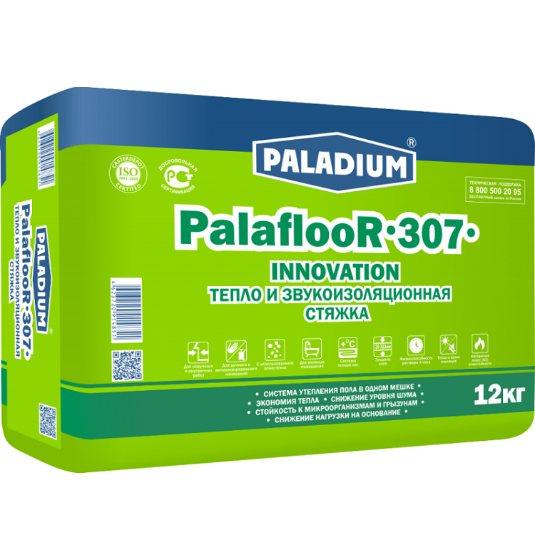 Стяжка пола Paladium ParaflooR-307 теплозвукоизоляционная с пеностеклом 12 кг