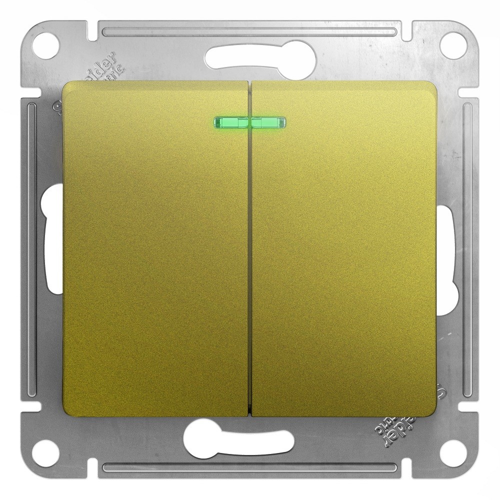 

Выключатель встраиваемый Schneider Electric Glossa GSL001053 двухклавишный с индикатором фисташковый