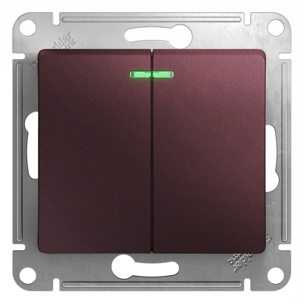 

Выключатель встраиваемый Schneider Electric Glossa GSL001153 двухклавишный с индикатором баклажановый
