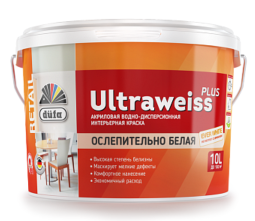 Краска водно-дисперсионная Dufa Retail Ultraweiss Plus белый 2.5 л