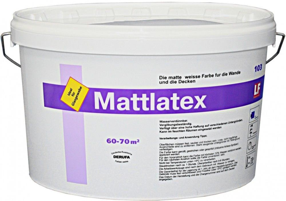 Краска для стен и потолков влагостойкая Derufa Mattlatex 14 кг