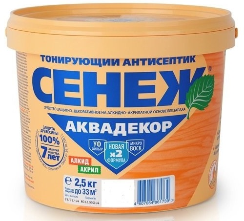 

Сенеж Аквадекор 110, 2.5 кг, Антисептик тонирующий, Махагон