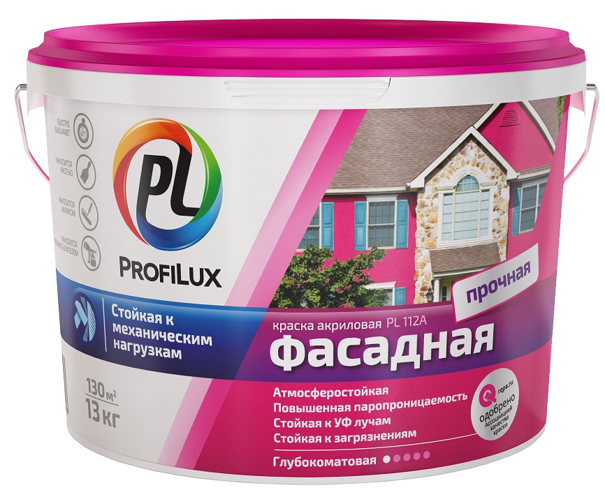 

Profilux PL-112А, 13 кг, Краска фасадная акриловая, Белый