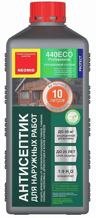 

Neomid 440 Eco, 1 л, Антисептик для наружных работ, Бесцветный