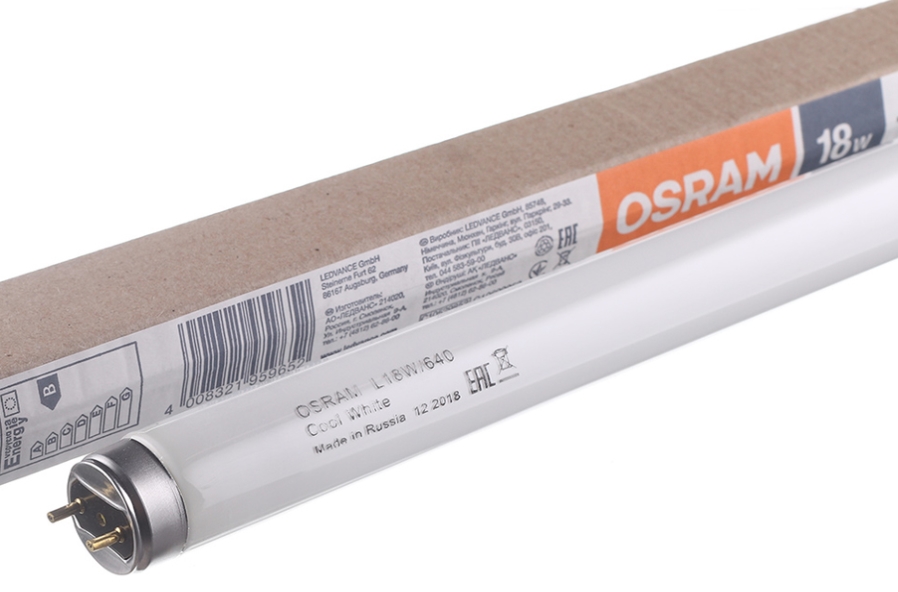 

Лампа люминесцентная Osram 18W G13 T8 4000К D26х590 мм 25 шт