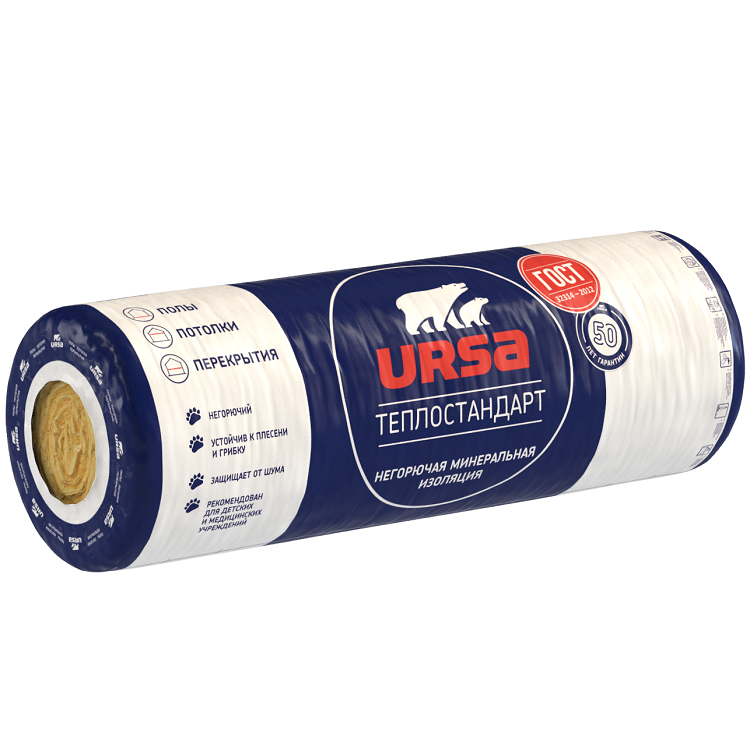 

Теплоизоляция Ursa ТеплоСтандарт 6560х1220х100 мм 1 штука