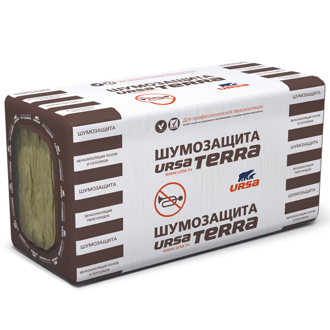 

Теплоизоляция Ursa Terra 34 PN Шумозащита 1250х610х100 мм 5 плит