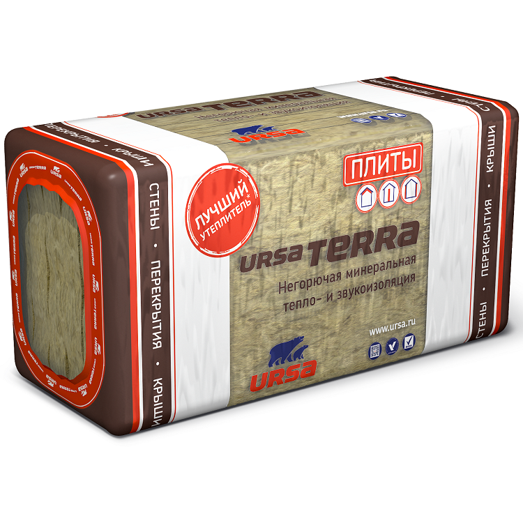 

Теплоизоляция Ursa Terra 36 PN 1250х610х100 мм 5 плит