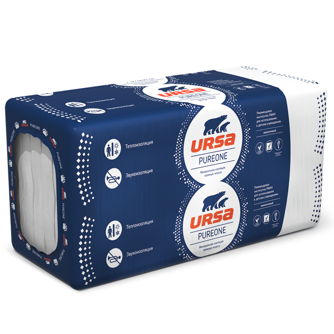 

Теплоизоляция Ursa PureOne 34 PN 1250х600х50 мм 12 плит