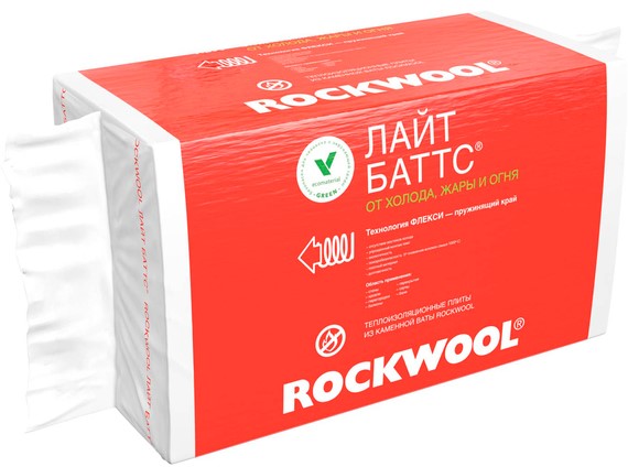 Rockwool Лайт Баттс, 1000х600х130 мм, Минеральная вата