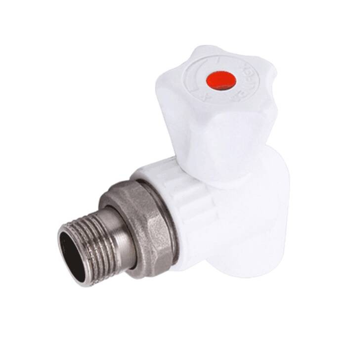 Купить Кран PP-R шаровой белый НР Дн 25х3/4" угловой для радиатора VALFEX 10148025