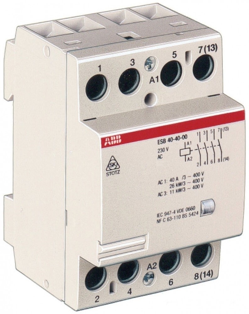 Однофазный магнитный пускатель 220в. ABB ESB 40-40. Контактор модульный ABB 40а. Контактор esb63-40n-06 модульный (63а АС-1 4но) катушка 230в AC/DC ABB 1sae351111r0640. Контактор ABB 63а трехфазный.