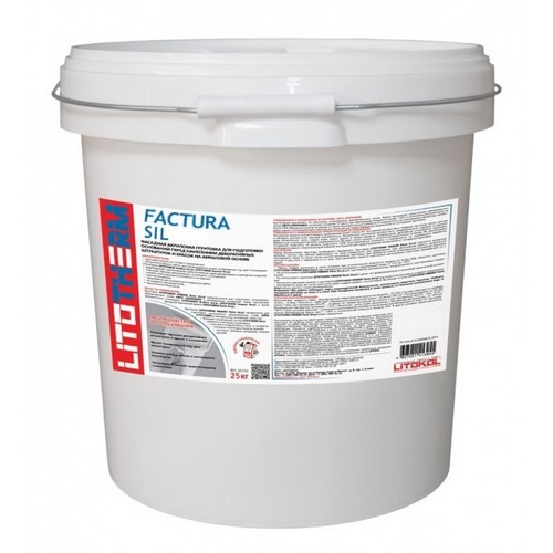 Litokol Litotherm Factura Sil, 25 кг, Штукатурка декоративная силиконовая шуба, белая, 1,5 мм