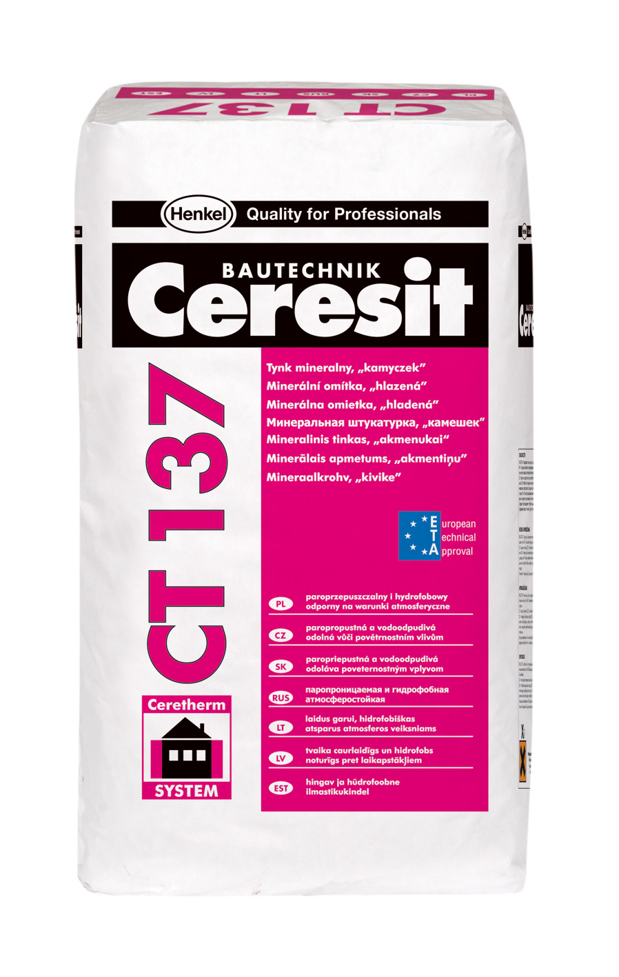 Ceresit СТ 137 Зима, 25 кг, Штукатурка декоративная минеральная камешковая, белая, 2.5 мм