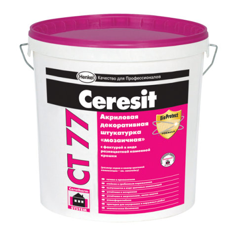 Ceresit СТ 77, 25 кг, Штукатурка декоративная мозаичная, цвет 10М
