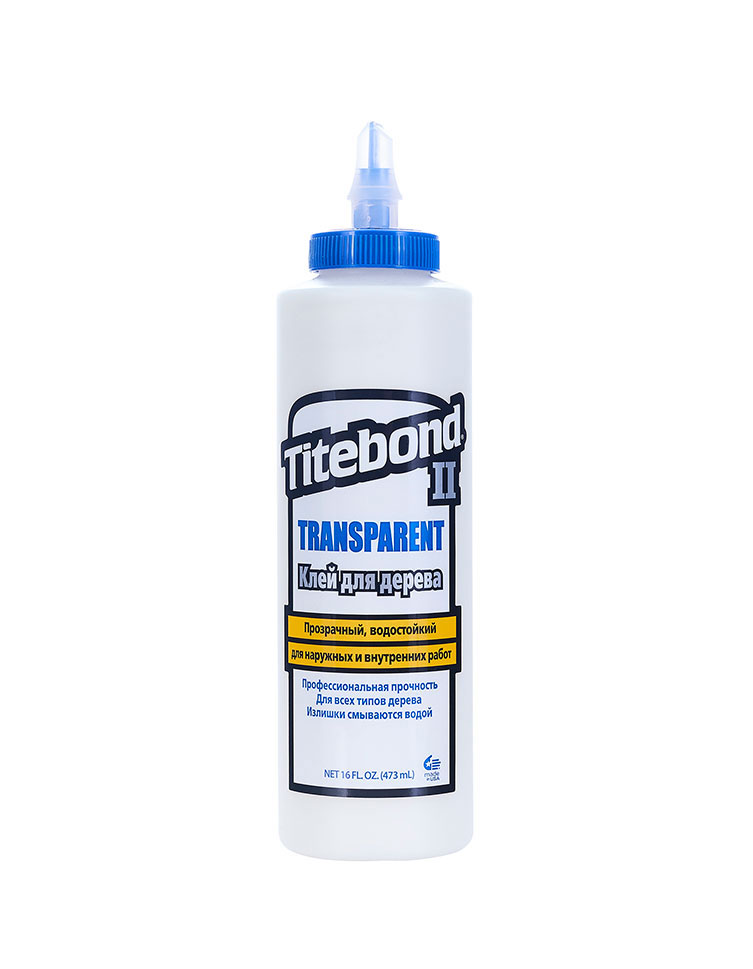 Titebond II Transparent Premium Wood Glue, 0.473 л, Клей ПВА