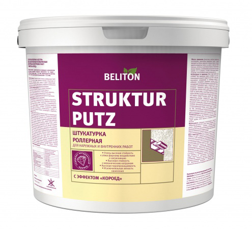 

Beliton Strukturputz, 9 л, Штукатурка декоративная среднезернистая короед, Белый