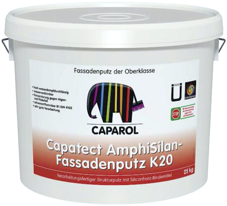 Caparol AmphiSilan Fassadenputz K 20, 25 кг, Штукатурка декоративная дисперсионная