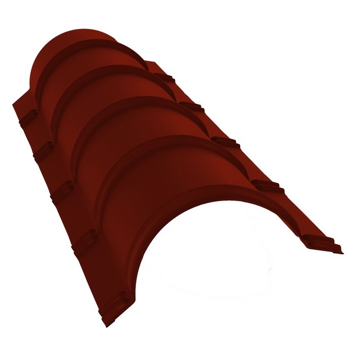 

Конек полукруглый Grand Line Velur20 Ral 3009 резка, Красный