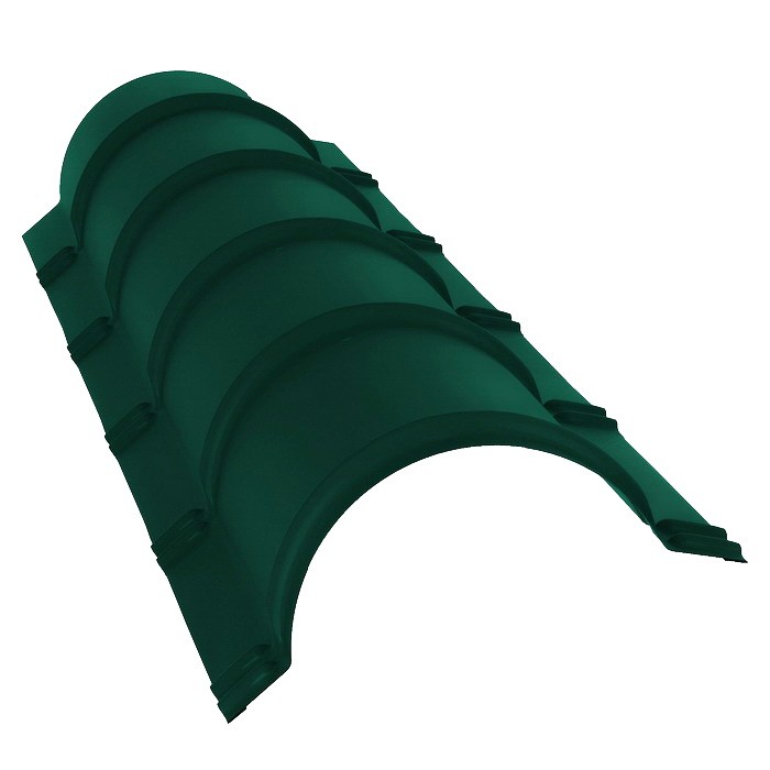 

Конек полукруглый Grand Line Velur20 Ral 6005 резка, Зеленый