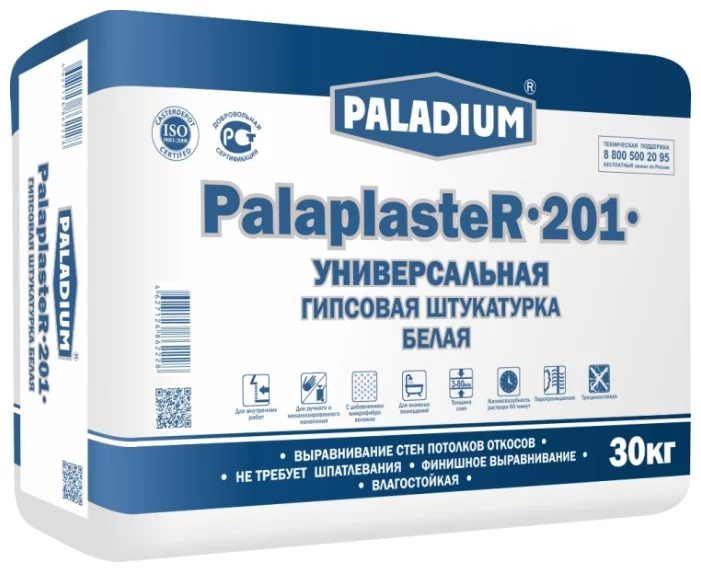 Paladium PalaplasteR-201, 30 кг, Штукатурка гипсовая белая