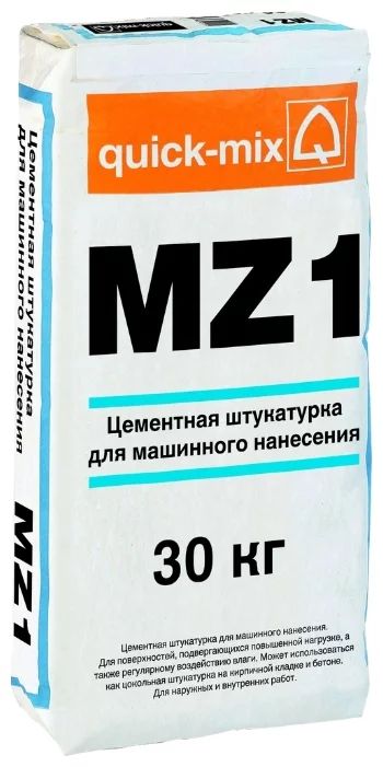 

Quick-mix MZ 1 h, 30 кг, Штукатурка цементная для машинного нанесения, Серый