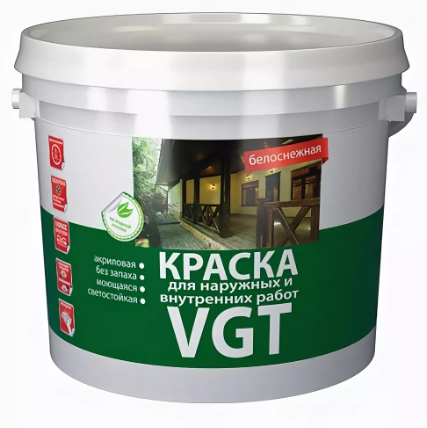

VGT ВД-АК-1180, 3 кг, Краска фасадная по кирпичу и бетону акриловая, Белый