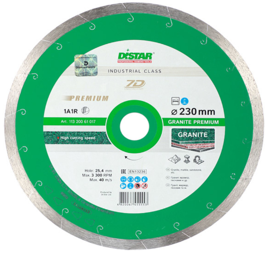 

Диск алмазный по керамограниту Distar 7D 230х25.4х1.7 мм